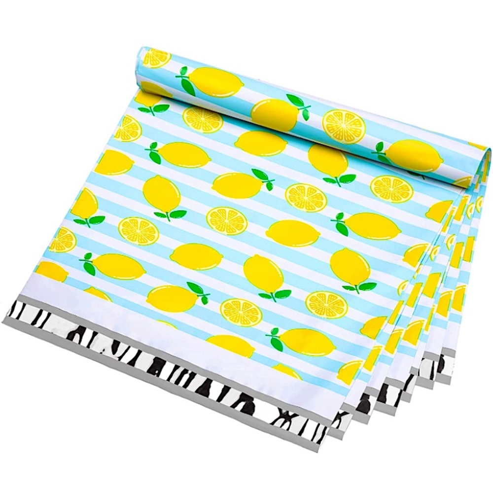 🍋(15) Teal Stripes with Lemons Poly Mailer 14.5x19🍋